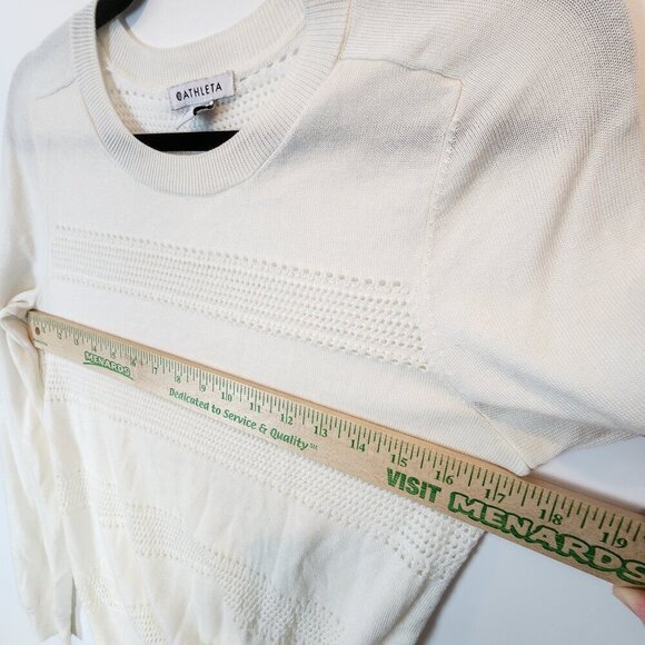 Athleta‎ Women's Pointelle Crewneck Sweater Lightweight White Striped Sweater Sm - Picture 7 of 8